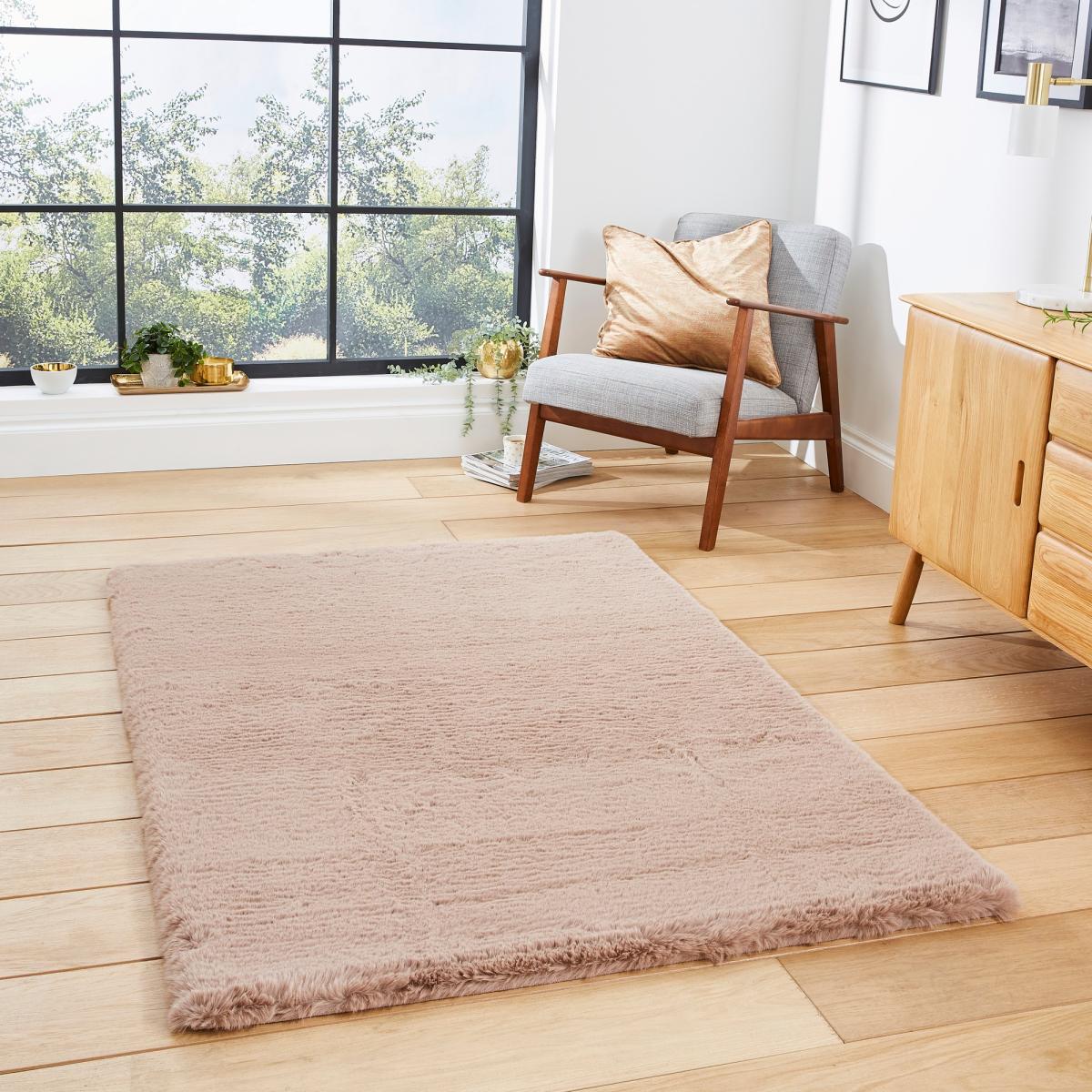 Super Teddy Plain Shaggy Faux Fur Mink Rug 60x120cm – image 1