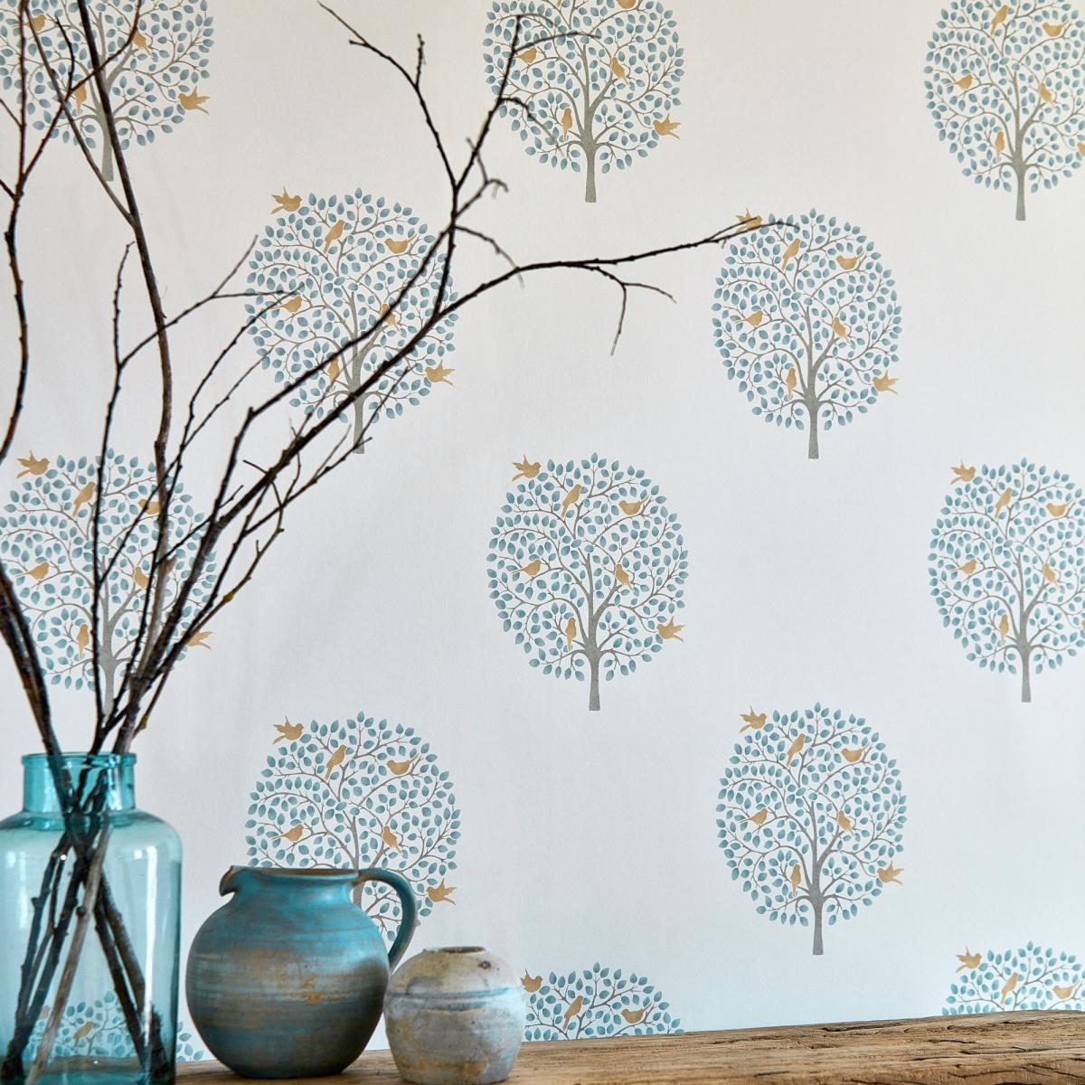 Bay Tree Wallpaper 216361 by Sanderson in Copper Denim Roll – image 2