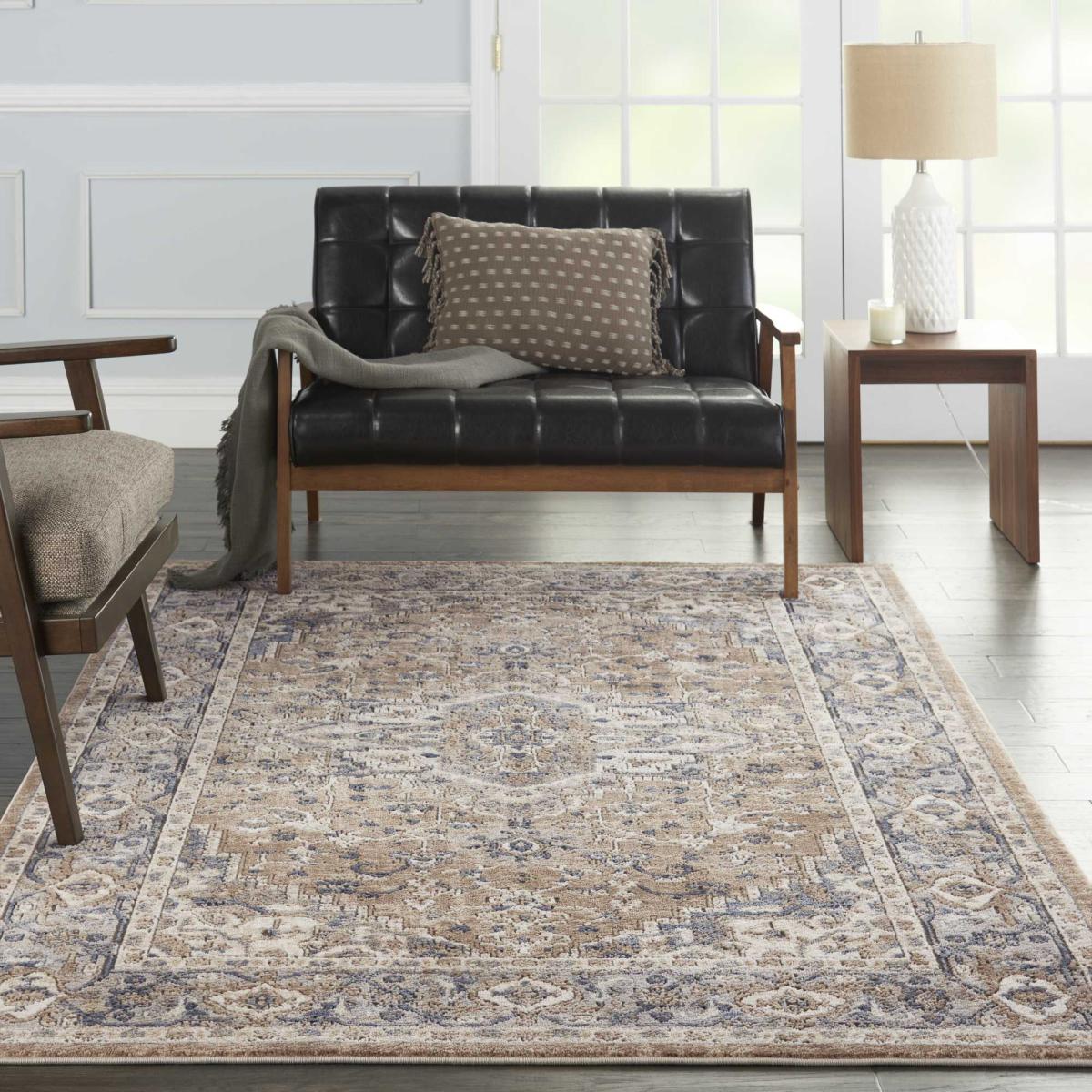 Quarry QUA05 Abstract Distressed Rugs in Beige Grey by Nourison – image 1