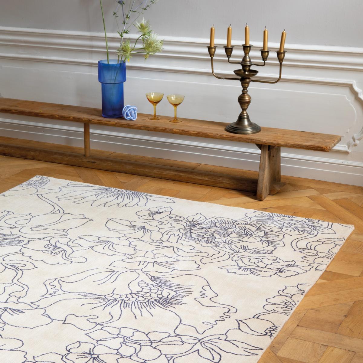 Linear Floral 162508 Rugs by Ted Baker in Blue250x350cm – image 1