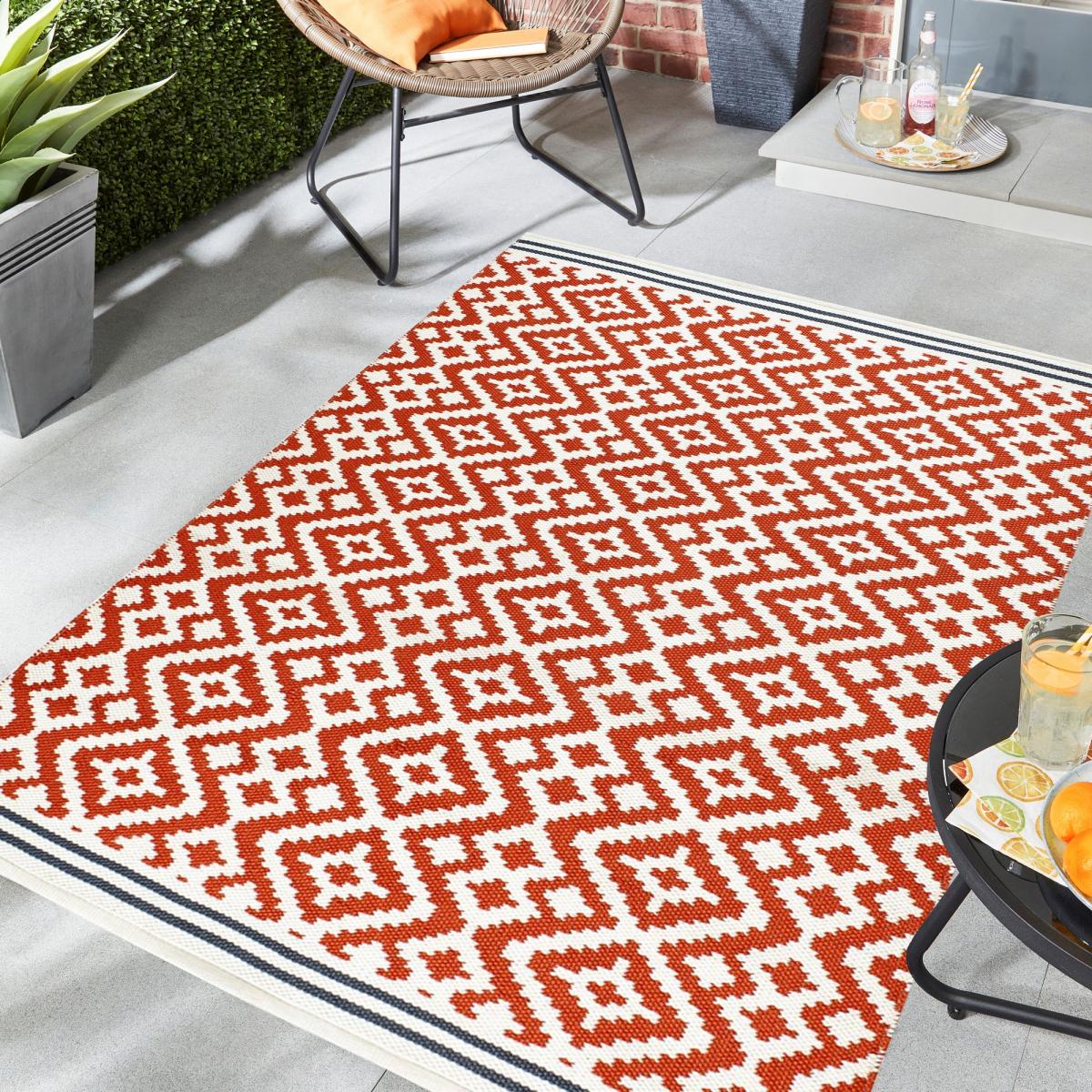 Aztec Geometric Outdoor Rugs in Terracotta Grey200x290cm – image 2