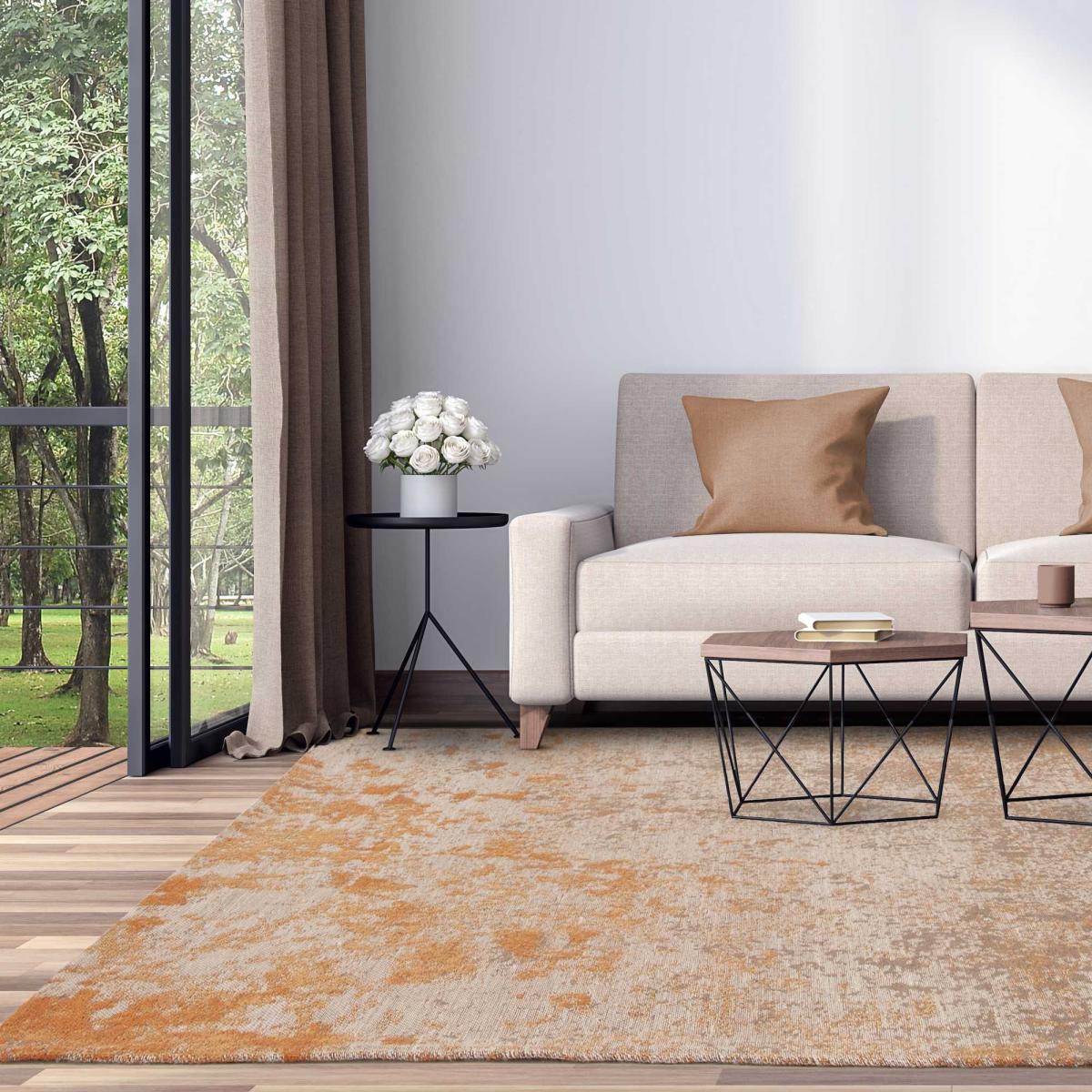 Dara Abstract Outdoor Rugs in Terracotta Orange – image 1