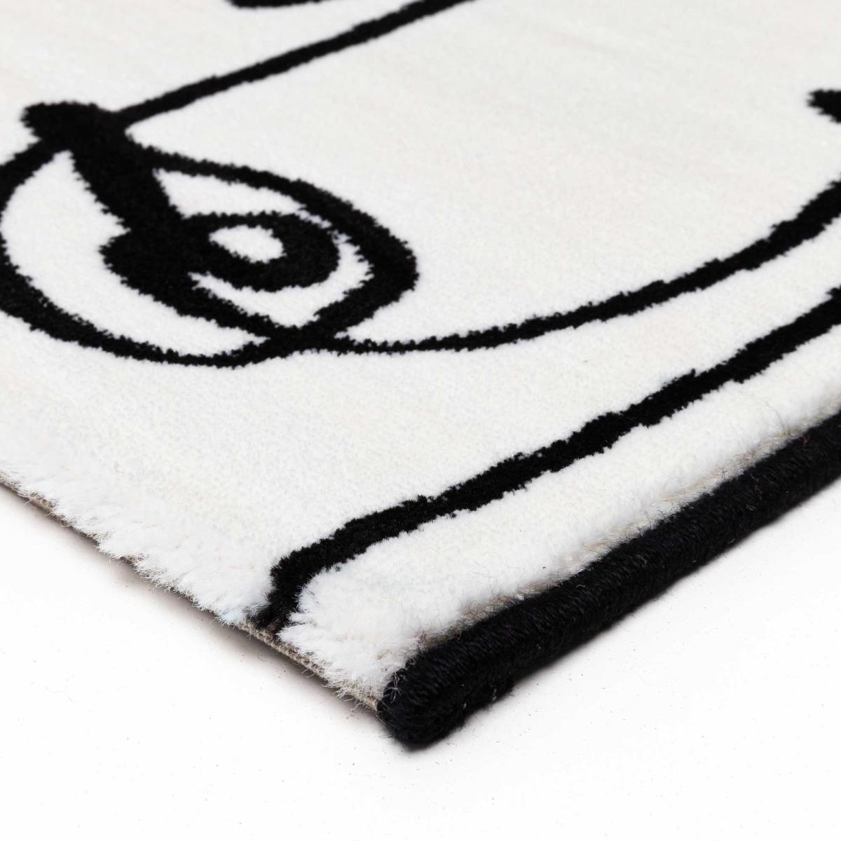 Tiago 46316 AF100 Modern Faces Rugs in White Black&nbsp;200x290cm – image 3