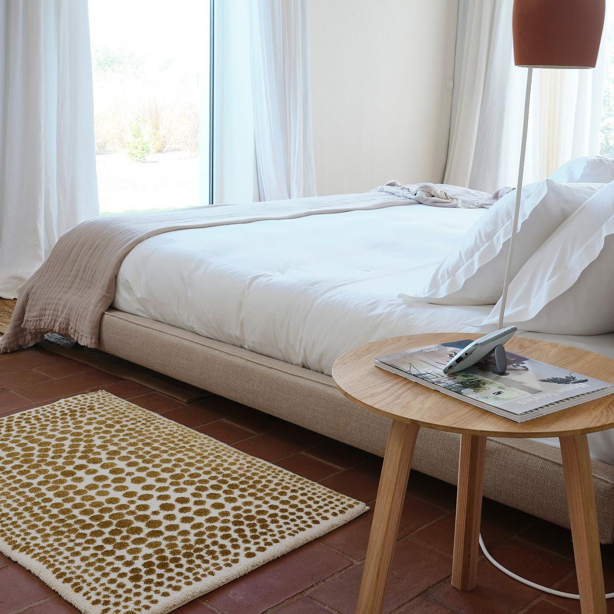 Luxury Dolce Polka Dot Bath Mat by Designer Abyss & Habidecor in Gold 70x120cm – image 2