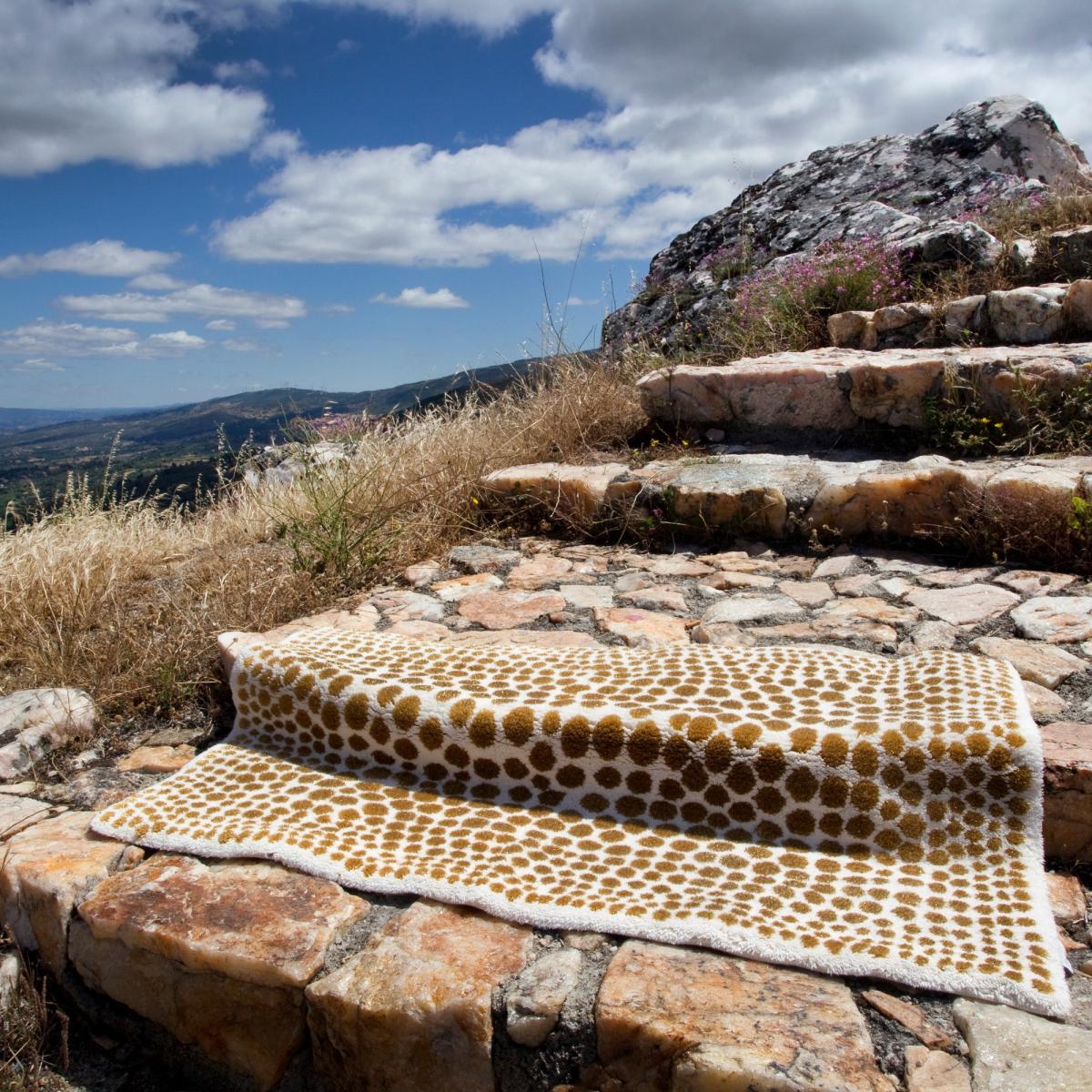 Luxury Dolce Polka Dot Bath Mat by Designer Abyss & Habidecor in Gold 70x120cm – image 3