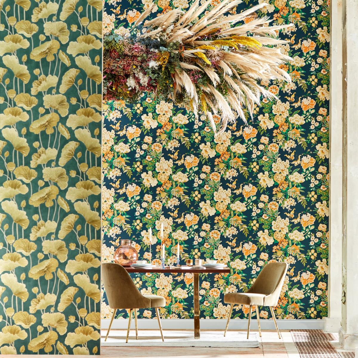 Lotus Leaf Wallpaper 217127 by Sanderson in Midnight Copper Roll – image 3