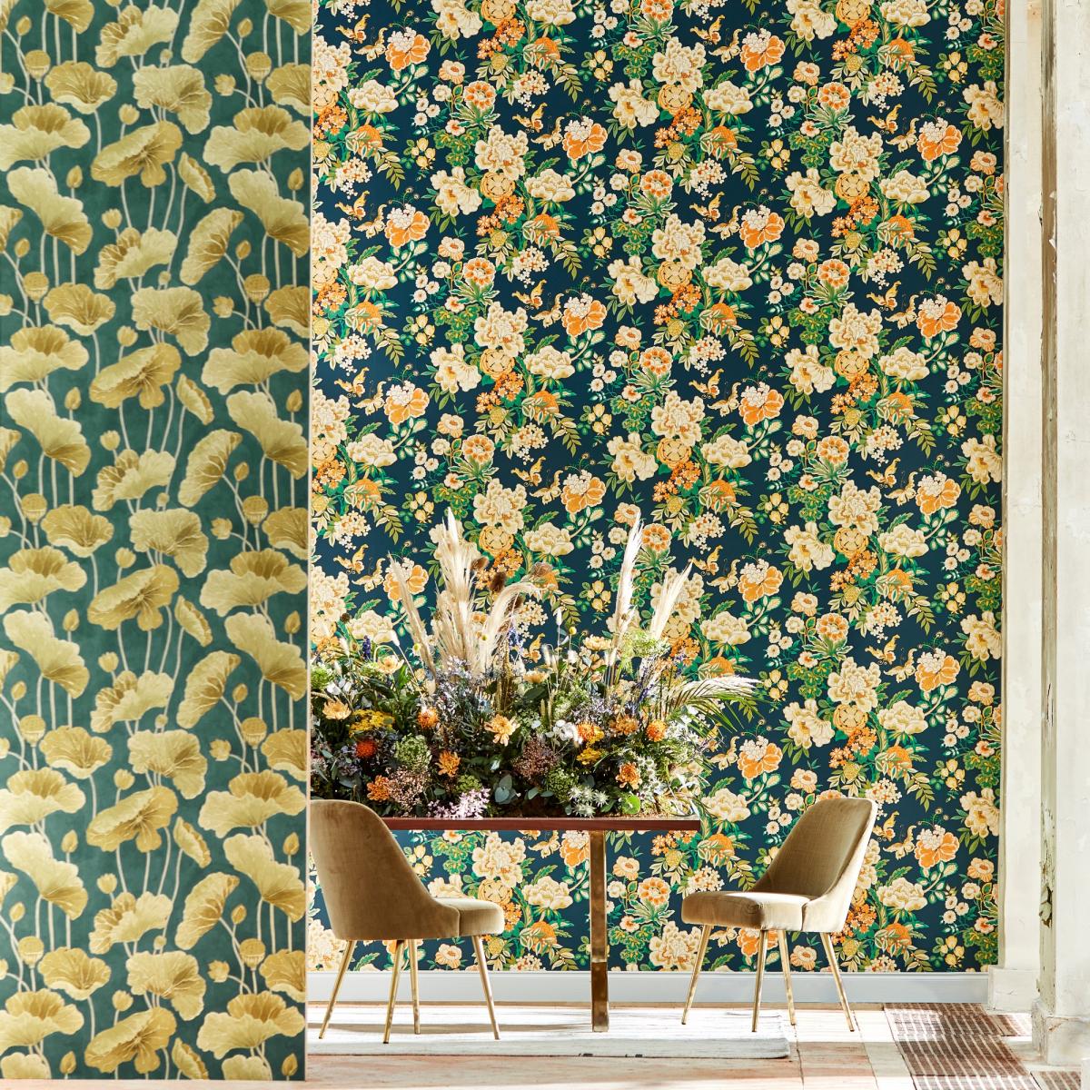 Lotus Leaf Wallpaper 217127 by Sanderson in Midnight Copper Roll – image 4
