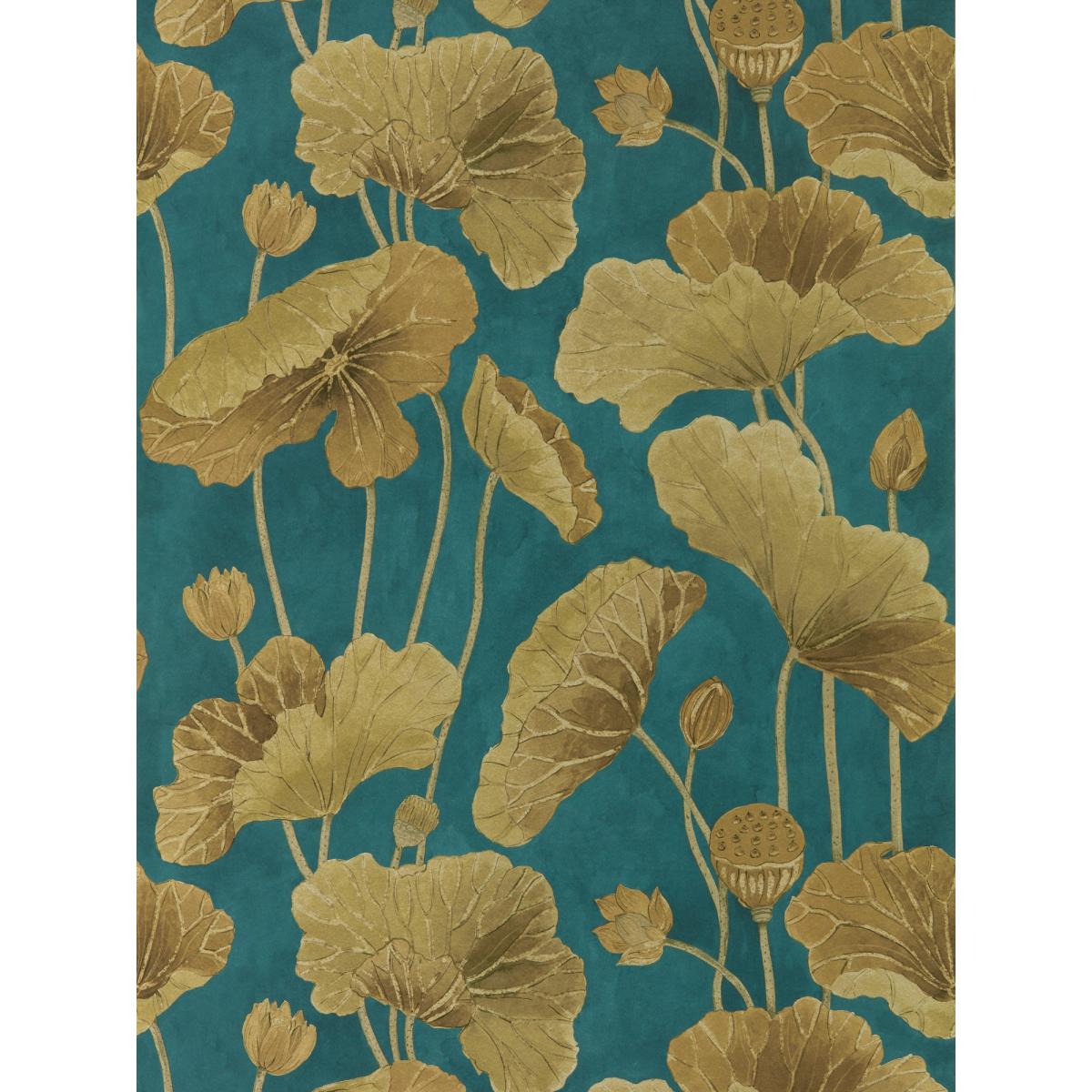 Lotus Leaf Wallpaper 217127 by Sanderson in Midnight Copper Roll – image 5