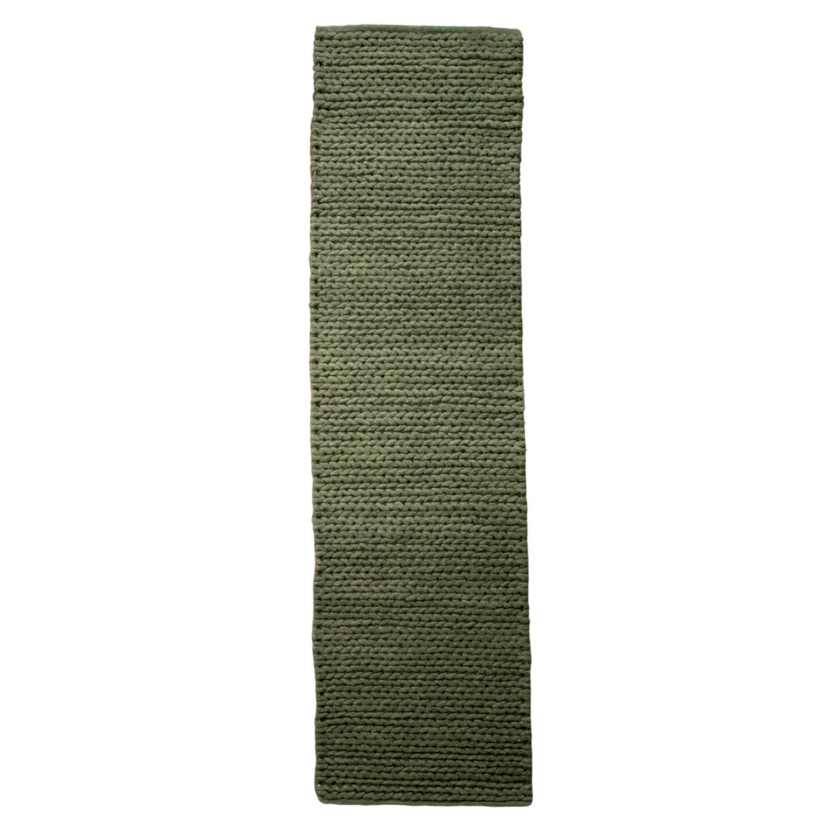 Anise Chunky Knit Wool Runner Rugs in Green60x230cm – image 3