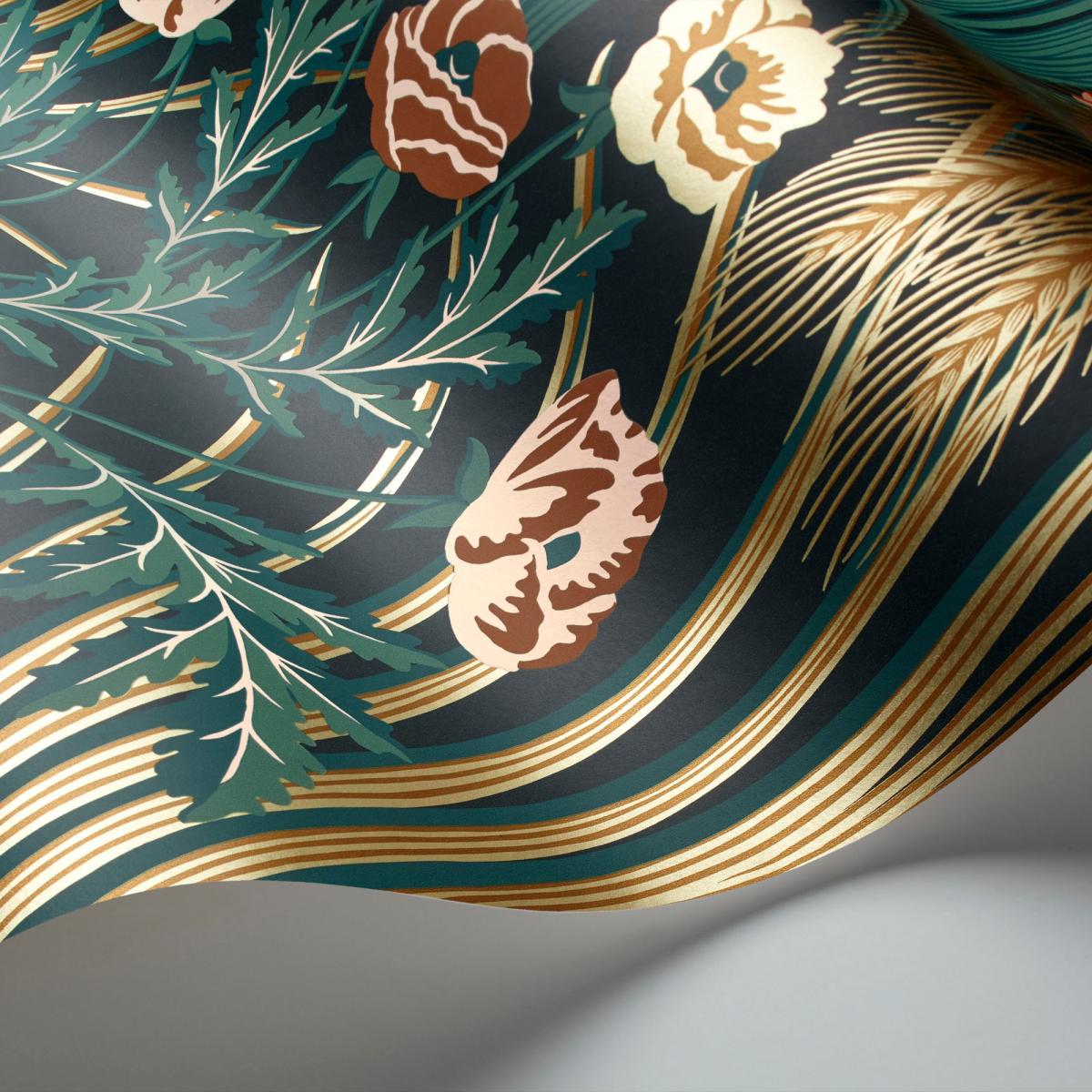 Bluebell Wallpaper 3010 by Cole & Son in Teal Gold Coral Roll – image 2