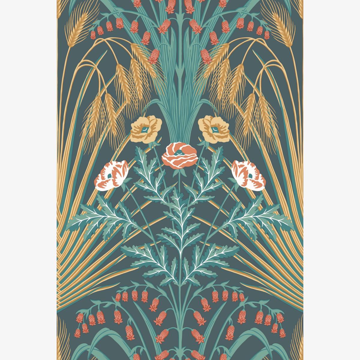 Bluebell Wallpaper 3010 by Cole & Son in Teal Gold Coral Roll – image 1