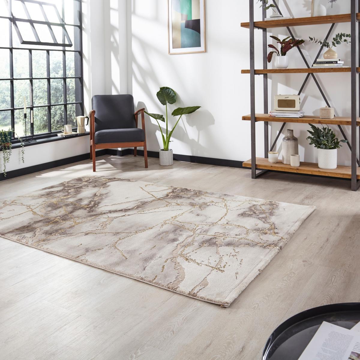 Craft 23270 Marble Effect Rugs in Beige Gold – image 2