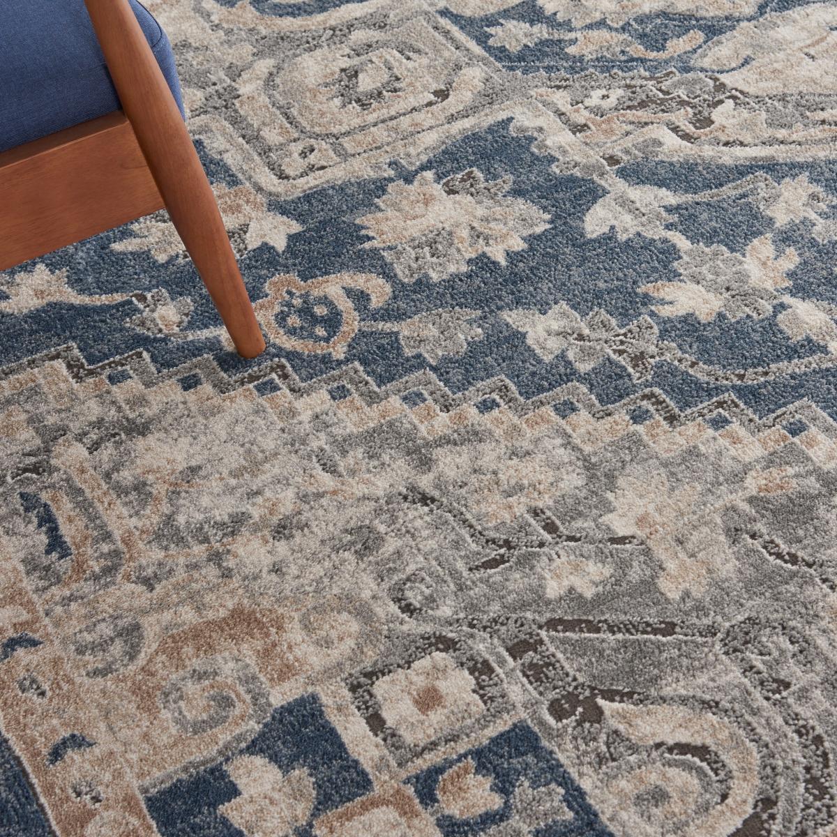 Quarry Modern Print Rugs QUA08 in Ivory Blue by Nourison – image 2