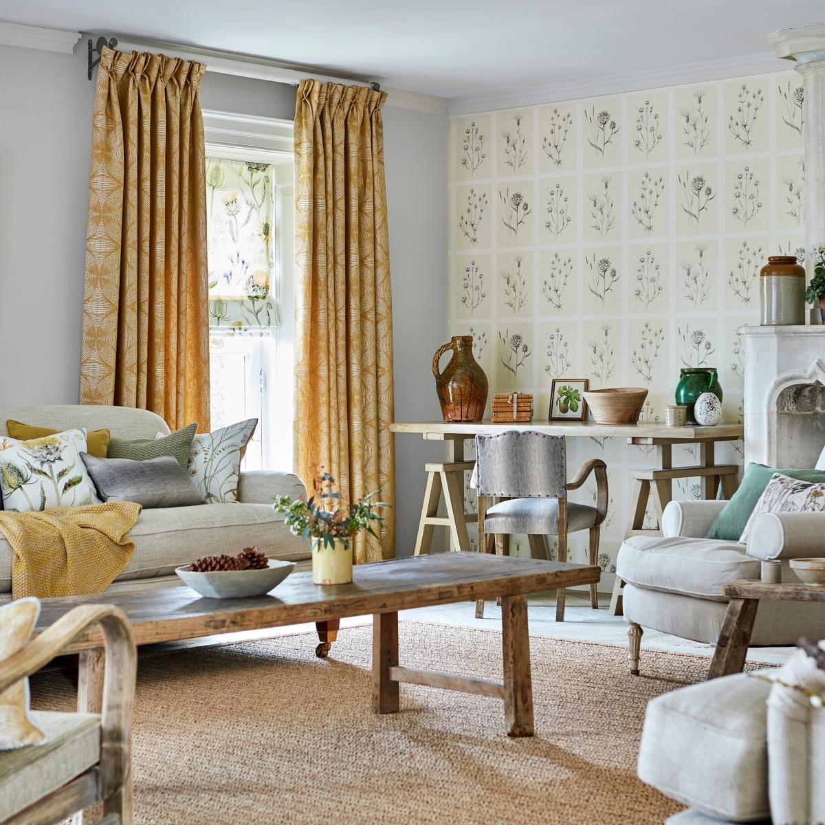 Little Thistles Wallpaper 216511 by Sanderson in Ecru Beige Roll – image 2