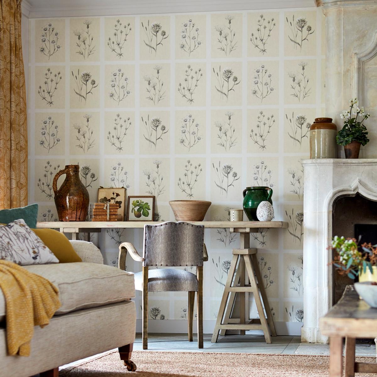 Little Thistles Wallpaper 216511 by Sanderson in Ecru Beige Roll – image 1
