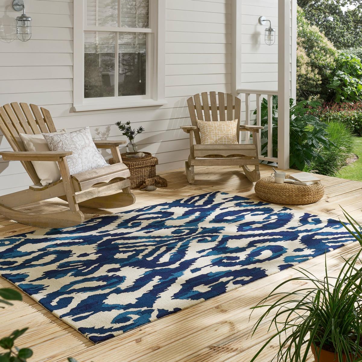 Kasuri Indoor Outdoor Rugs 446208 by Sanderson in Indigo – image 1