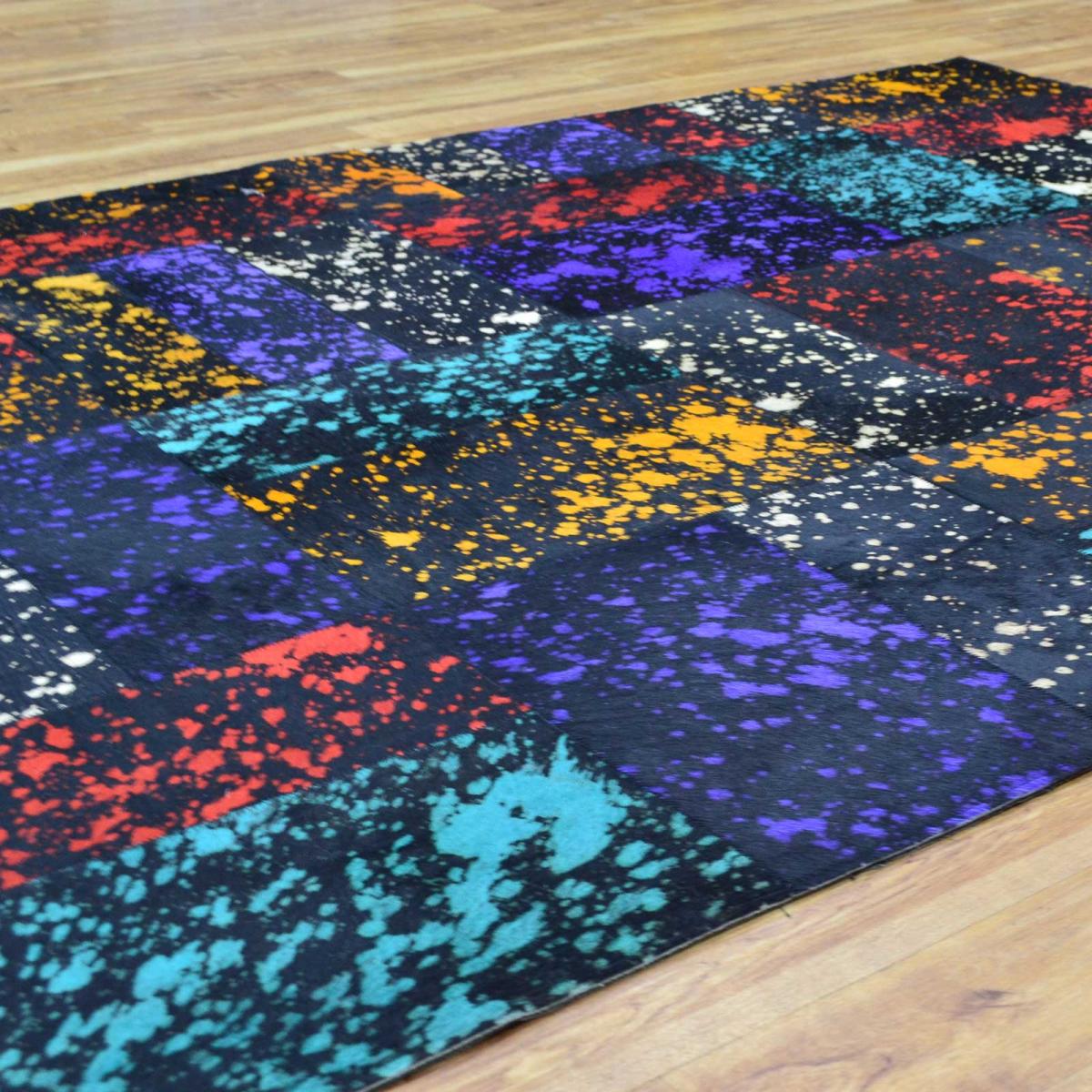 Leather Patchwork Rug in Multi Colours&nbsp;134x191cm – image 2