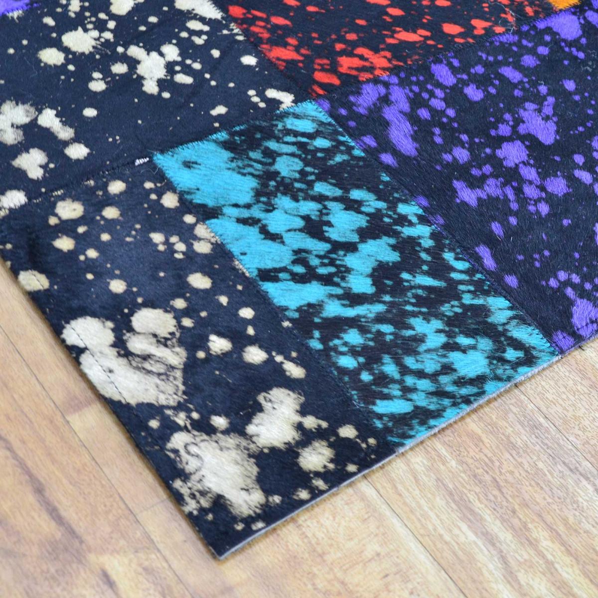 Leather Patchwork Rug in Multi Colours&nbsp;134x191cm – image 3