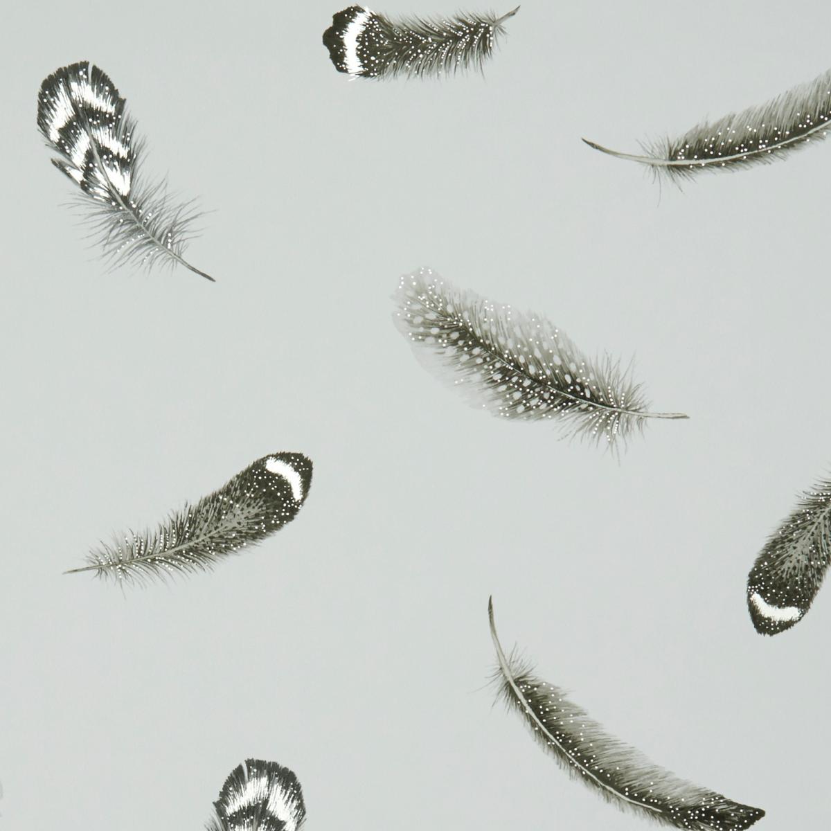 Plumis Wallpaper W0097 02 by Clarke and Clarke in Grey Gilver Roll – image 4