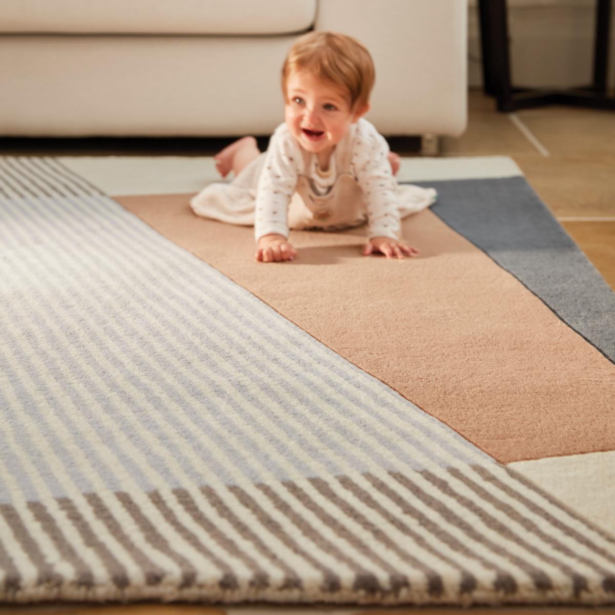 Bauhaus 4 Geometric Wool Rugs in Beige Multi – image 1
