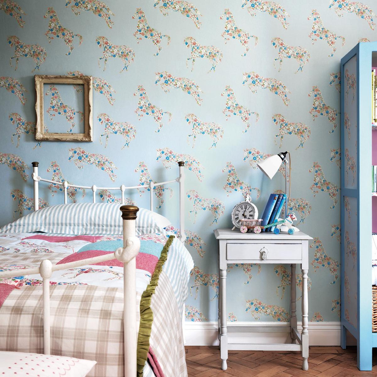 Pretty Ponies Wallpaper 214035 by Sanderson in Chintz Blue Roll – image 1