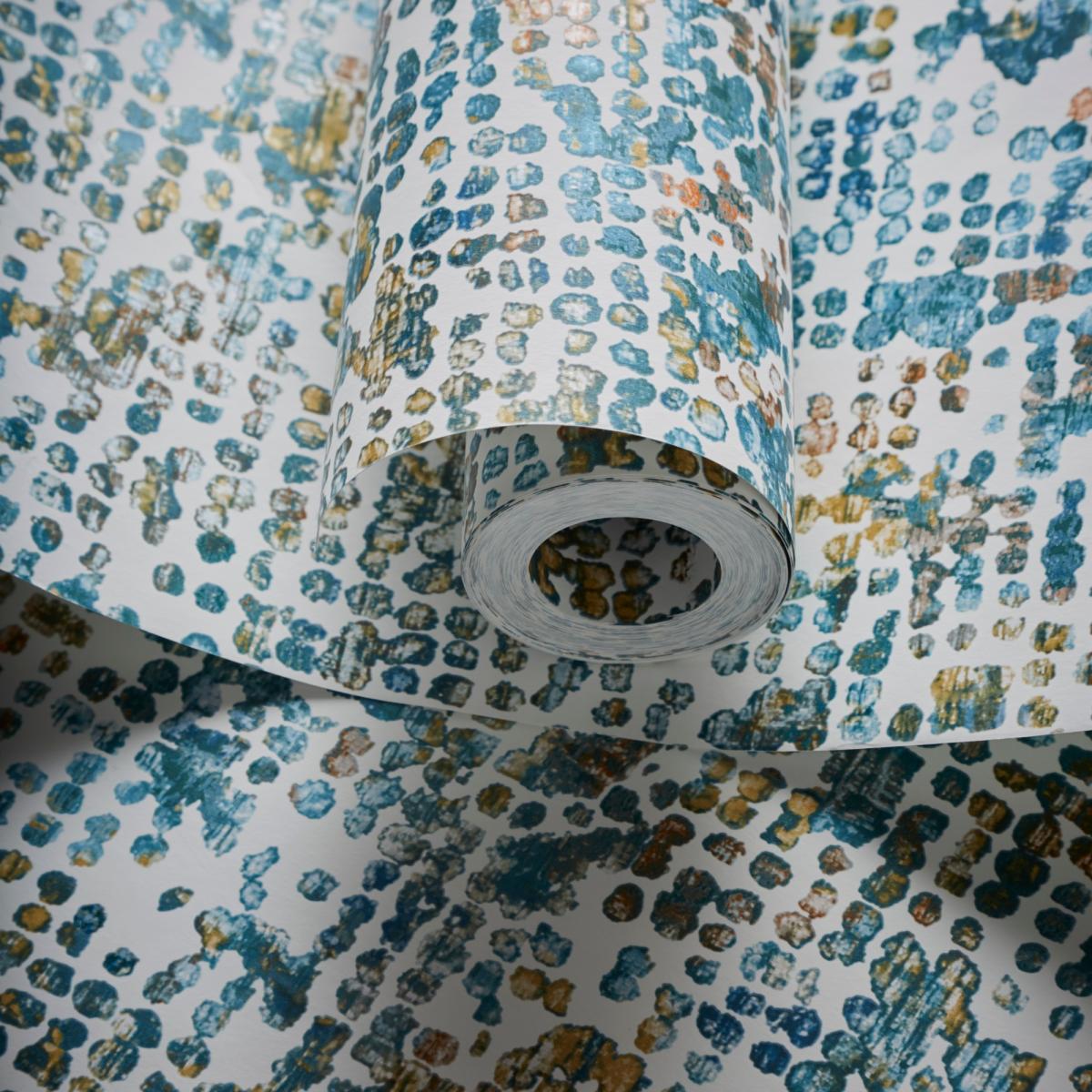 Scintilla Wallpaper W0154 04 by Clarke and Clarke in Teal Spice Roll – image 2