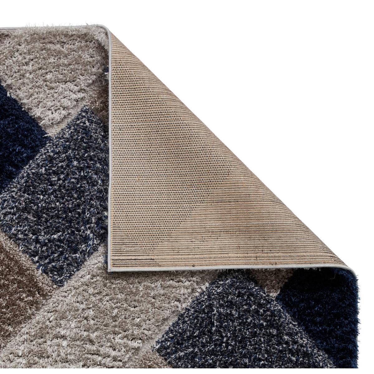 Olympia 2239 Grey Navy Geometric Shaggy Rug 80x150cm – image 2
