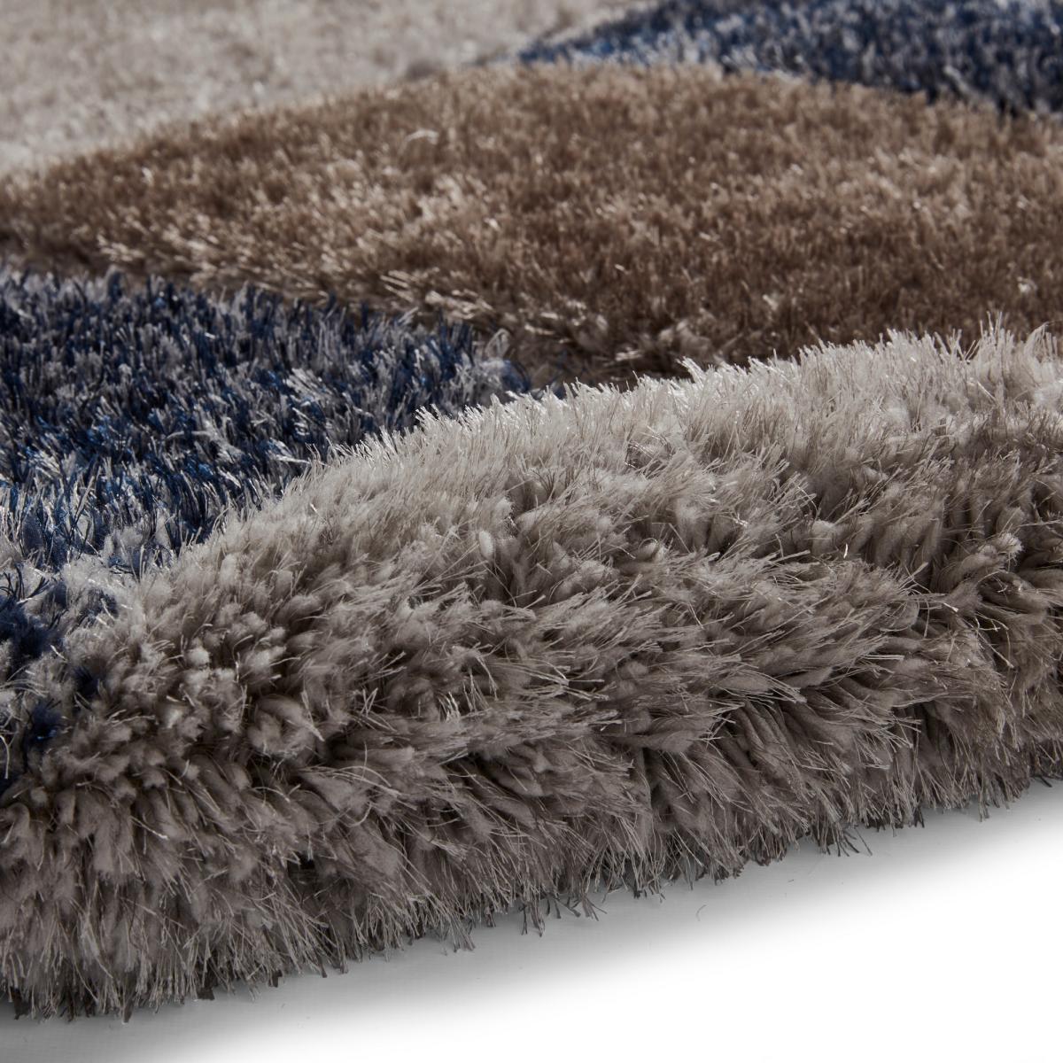 Olympia 2239 Grey Navy Geometric Shaggy Rug 80x150cm – image 3