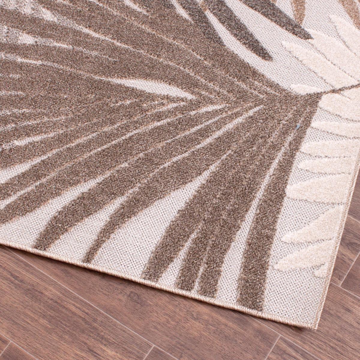 Indoor Outdoor Tropical D400A Botanical Palm Leaf Print rug in Natural 80x150cm – image 2