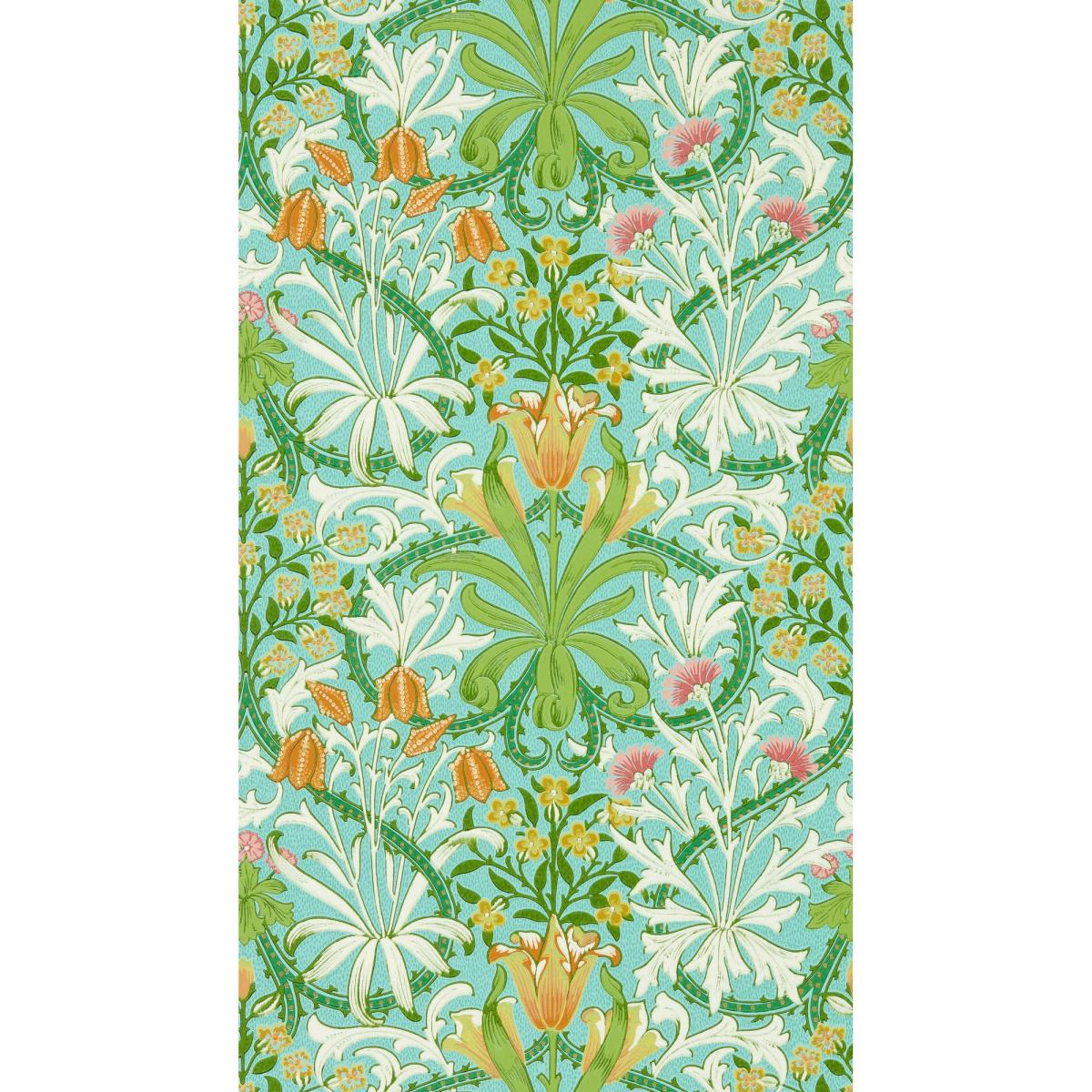 Woodland Weeds Wallpaper 217101 by Morris & Co in Orange Turquoise Roll – image 4