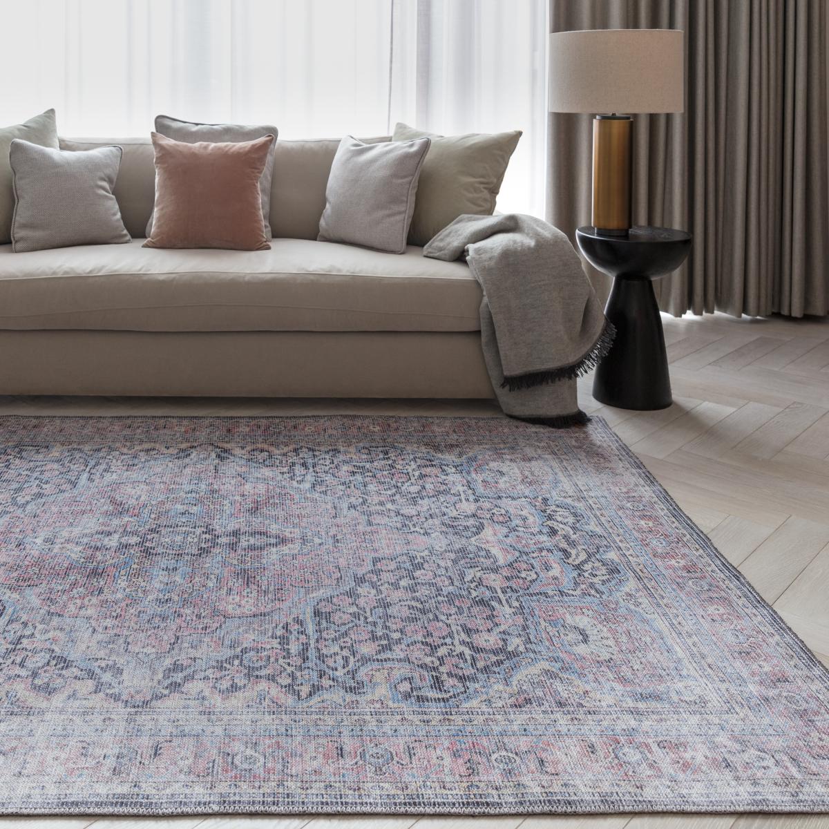 Kaya Rana KY11 Traditional Persian Floral Rugs in Red Blue – image 1