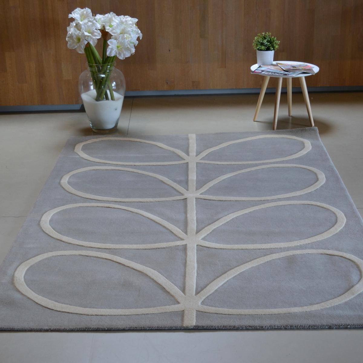 Giant Linear Stem Modern Wool Rugs 59404 in Grey by Orla Kiely 200x280cm – image 1