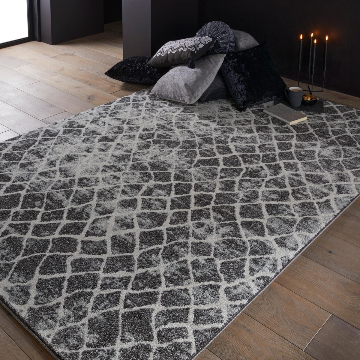 Sanford 5563H Contemporary Geometric Diamond Rug In Grey Ivory160x230cm – image 1
