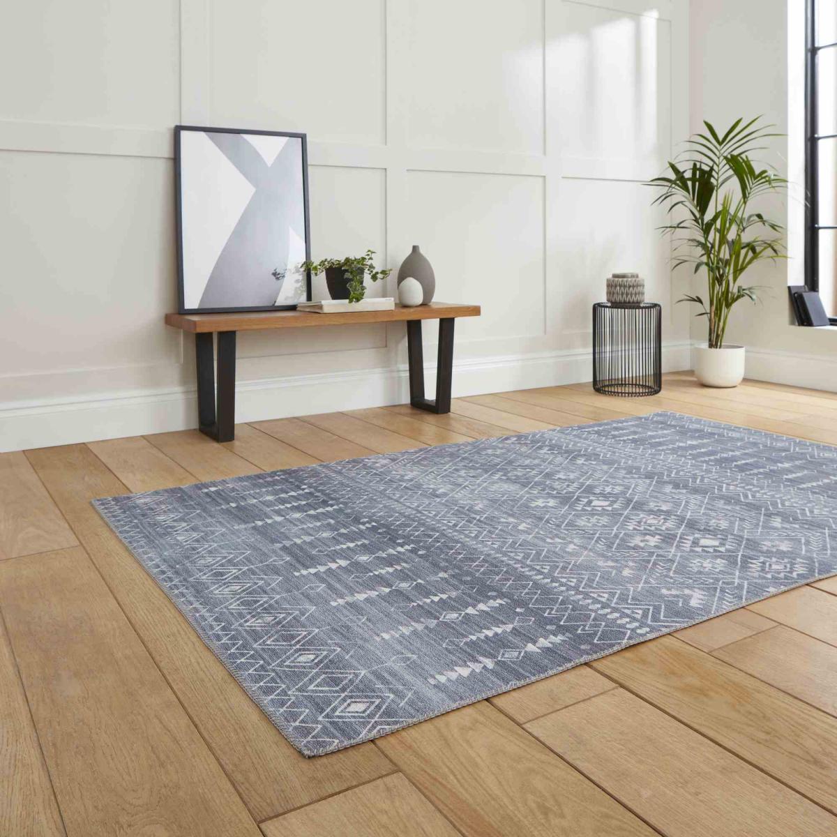 Rio K5308 Modern Distressed Aztec Rug in Grey120x170cm – image 2