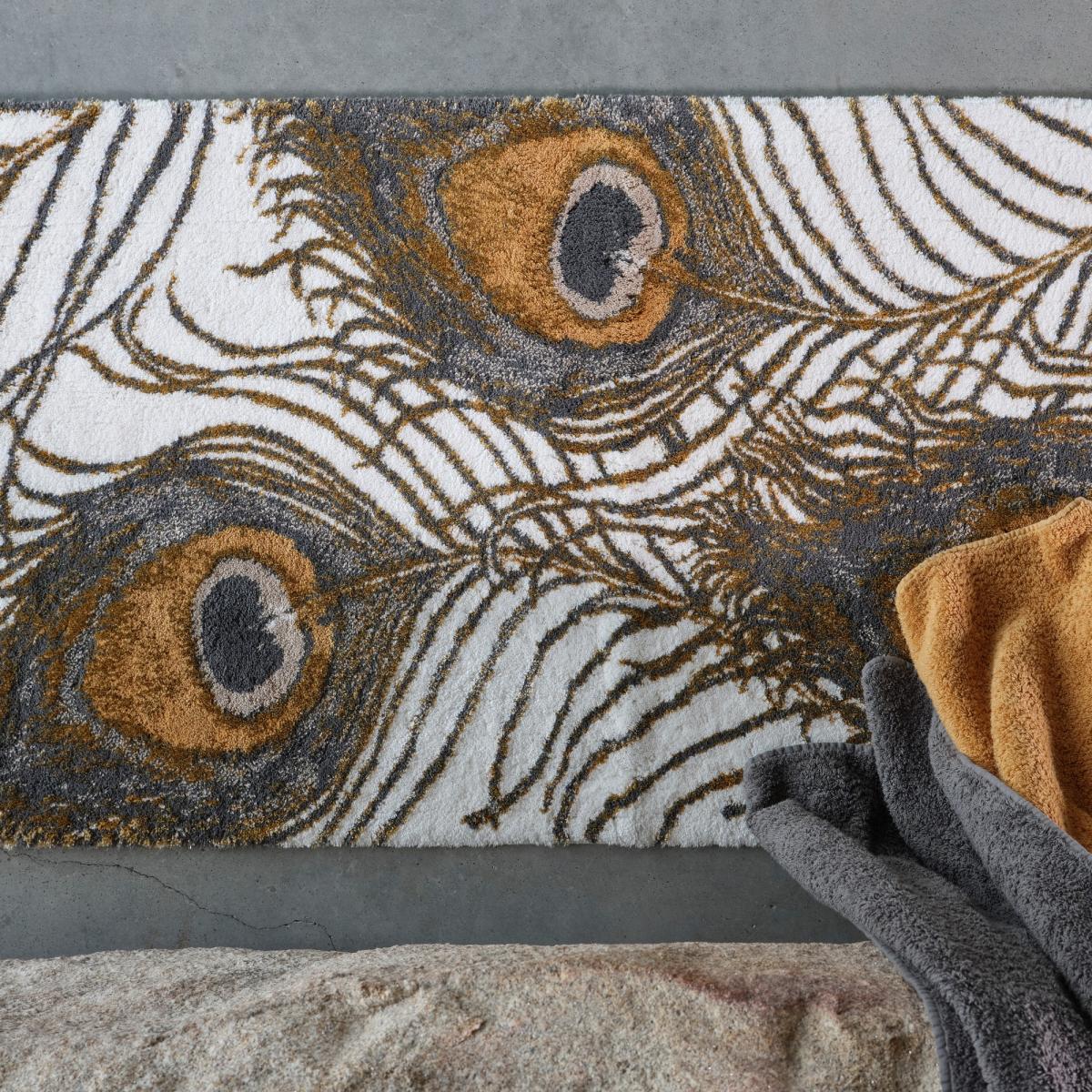 Luxury Peacock Feather Bath Mat by Designer Abyss & Habidecor 70x140cm – image 2