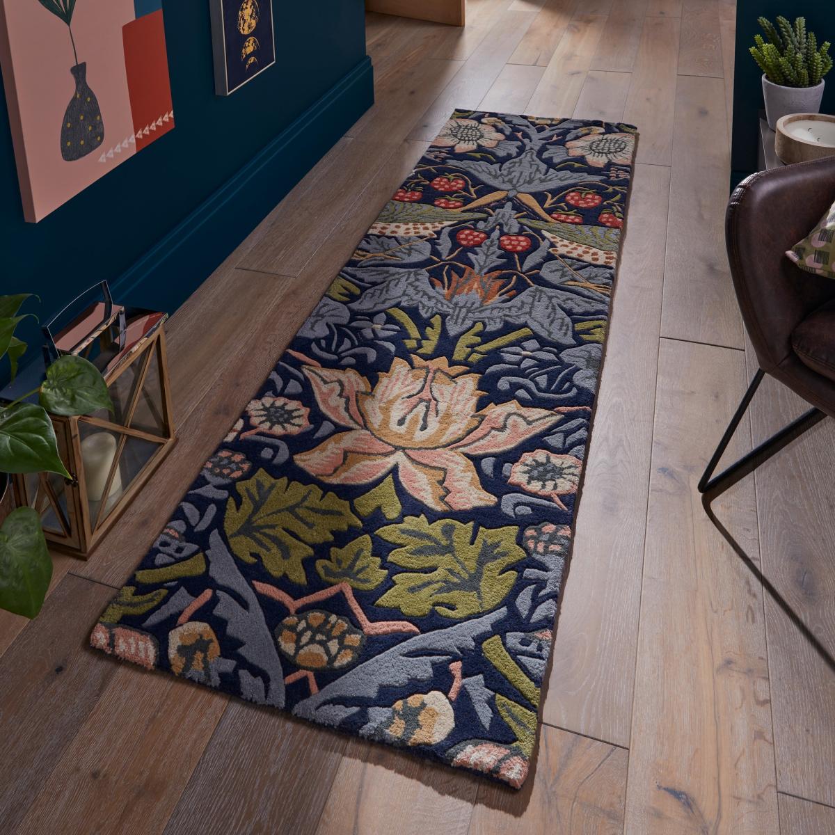 Strawberry Thief 027708 Runner Rugs in Indigo by William Morris 67x230cm – image 1