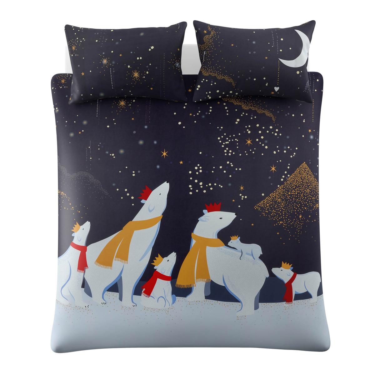 Polar Bears Christmas Bedding in Arctic Blue By Sara Miller 200x200cm – image 5