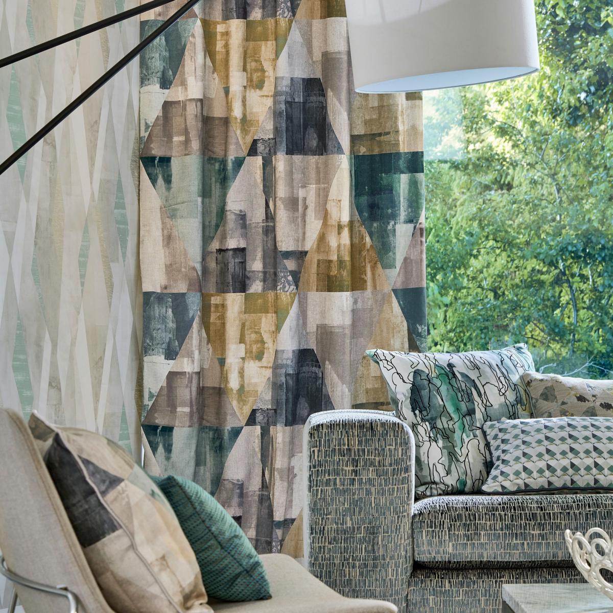 Vertices Wallpaper 111702 by Harlequin in Teal Stone Grey Roll – image 2