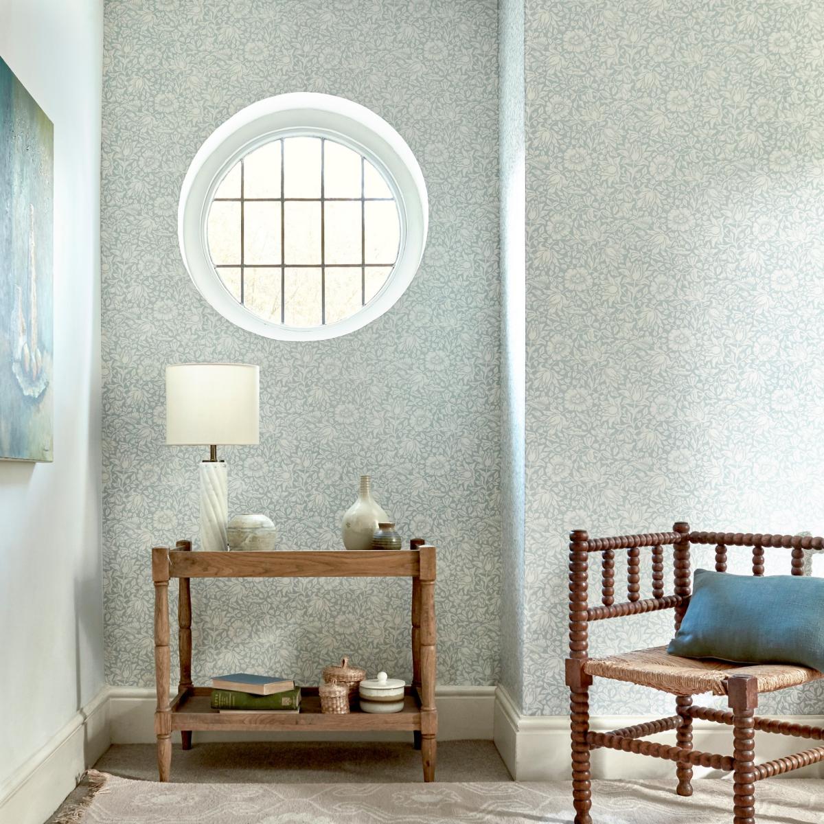 Mallow Wallpaper 216679 by Morris & Co in Chalk Duck Egg Blue&nbsp;Roll – image 2