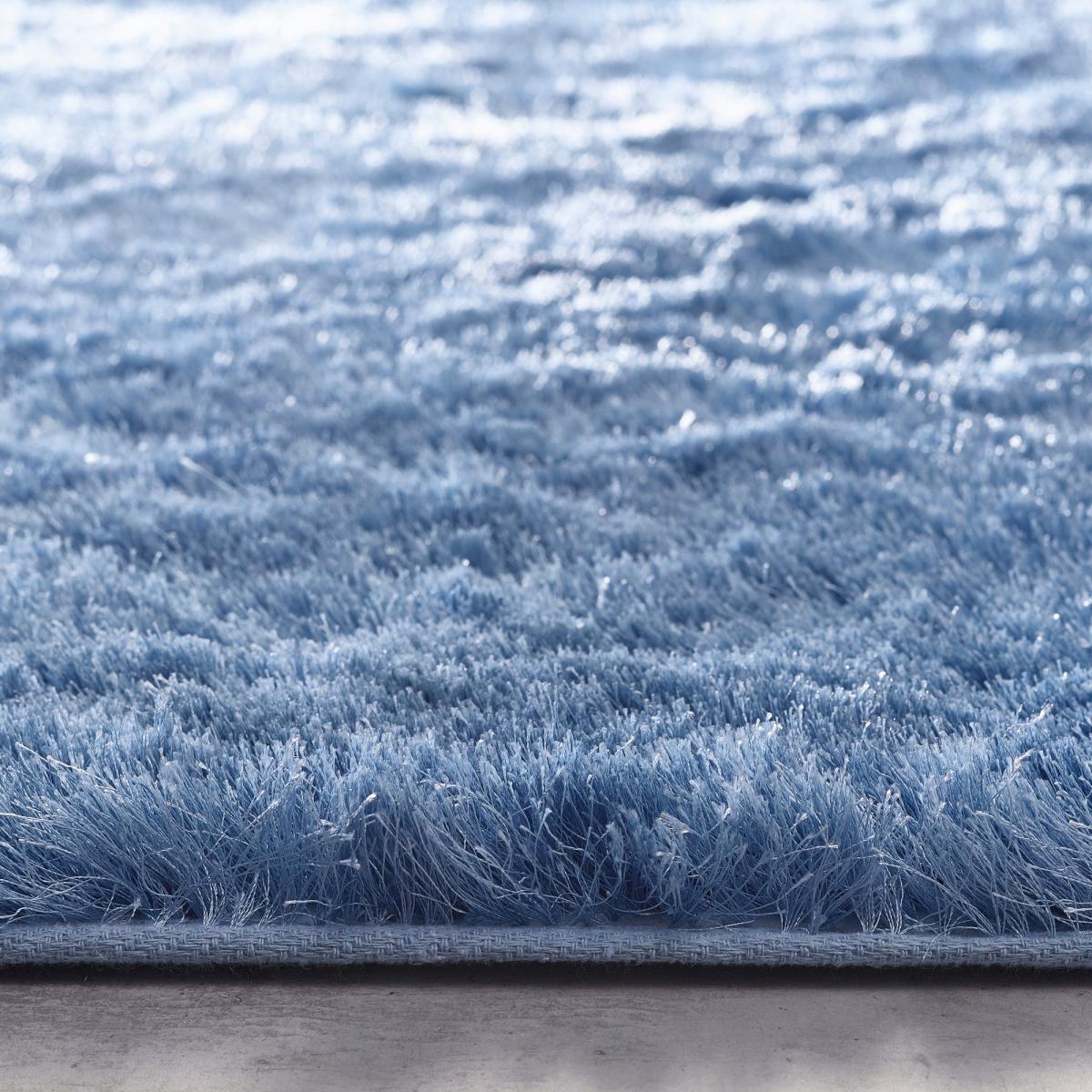 Shimmer Shaggy Dazzle Glamour Modern Rugs in Denim Blue – image 3
