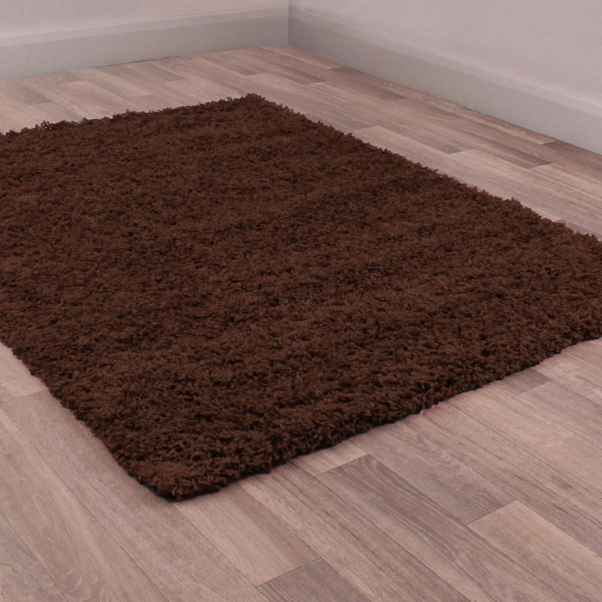 Indulgence Plain Shaggy Rugs in Chocolate Brown 80x150cm – image 1
