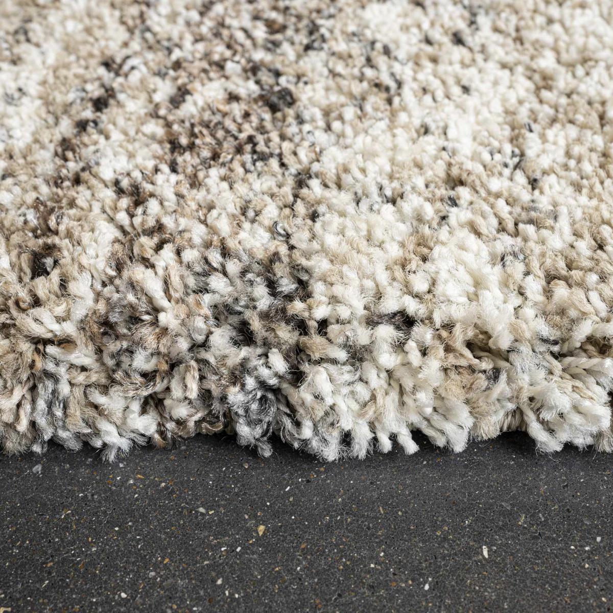 Mehari Shaggy Striped Rugs 23094 6828 in Beige 67x140cm – image 4