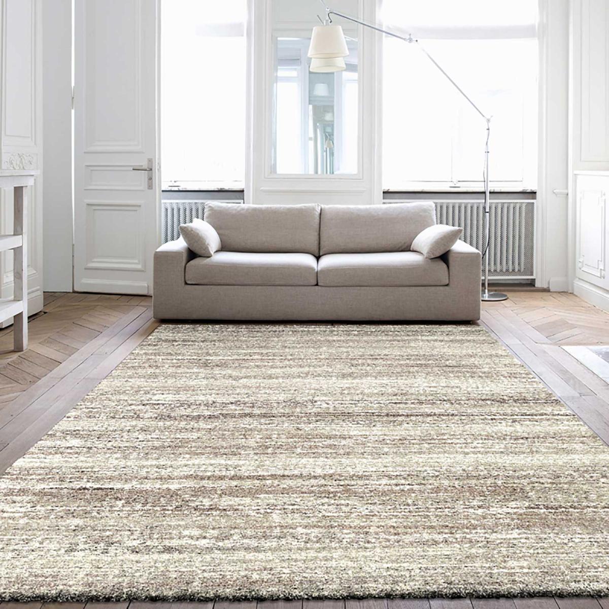 Mehari Shaggy Striped Rugs 23094 6828 in Beige 67x140cm – image 1