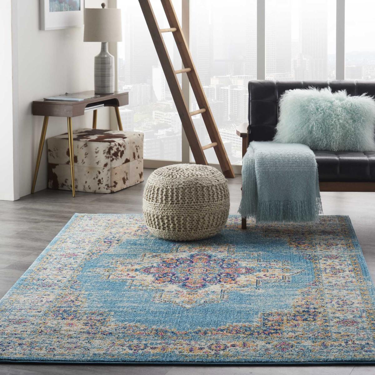 Passion Traditional Medallion Rugs PSN03 in Light Blue – image 2
