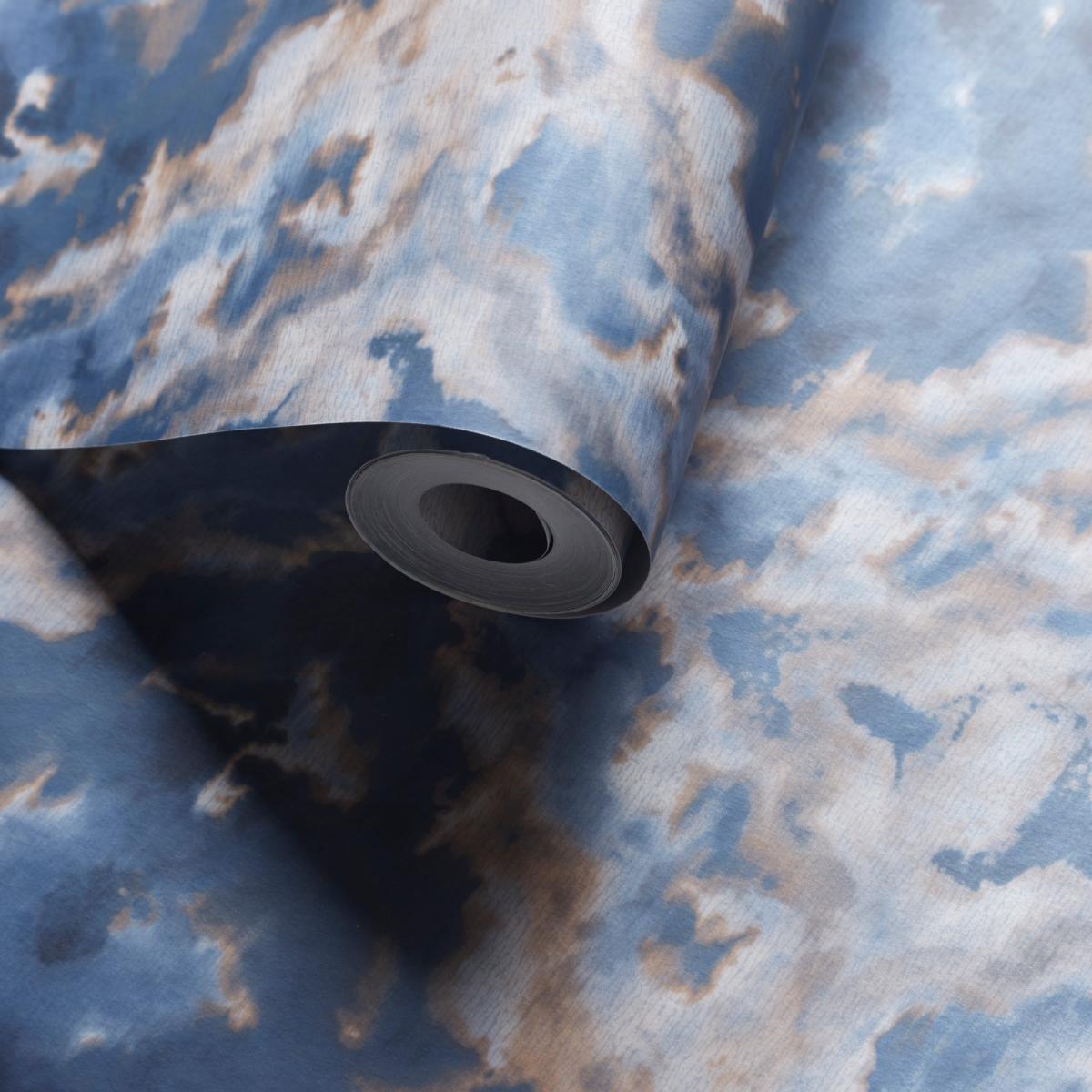 Aqueous Wallpaper W0147 01 by Clarke and Clarke in Midnight Spice Roll – image 3