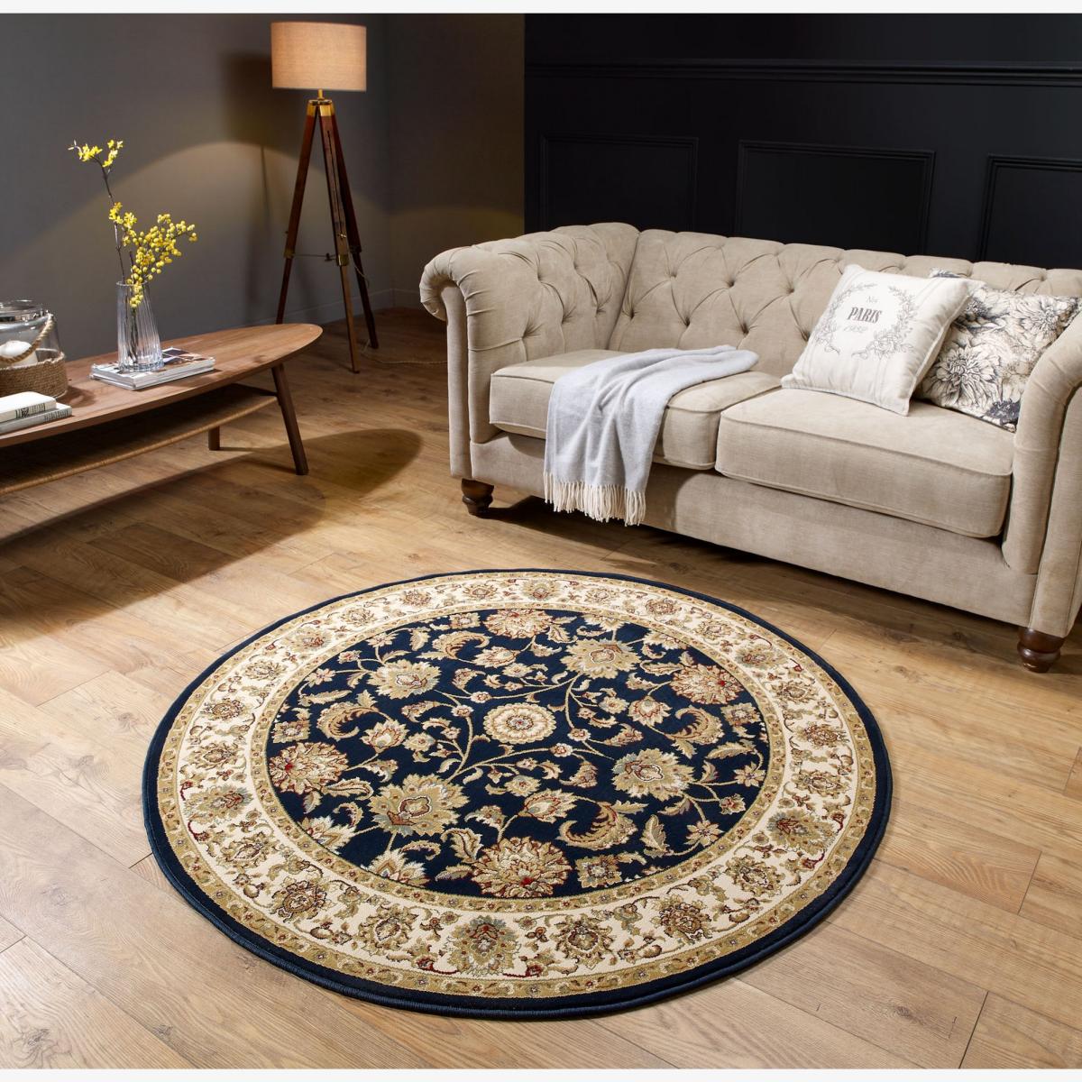 Kendra Traditional Round Circle Rug 333O B in Navy Blue – image 1