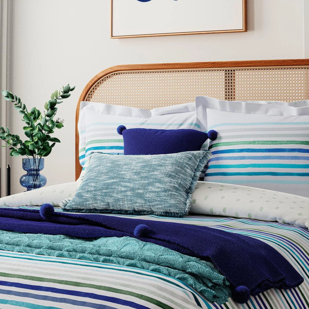 Budding Brights Margot Bedding by Helena Springfield in Aqua Blue 220x260cm – image 1