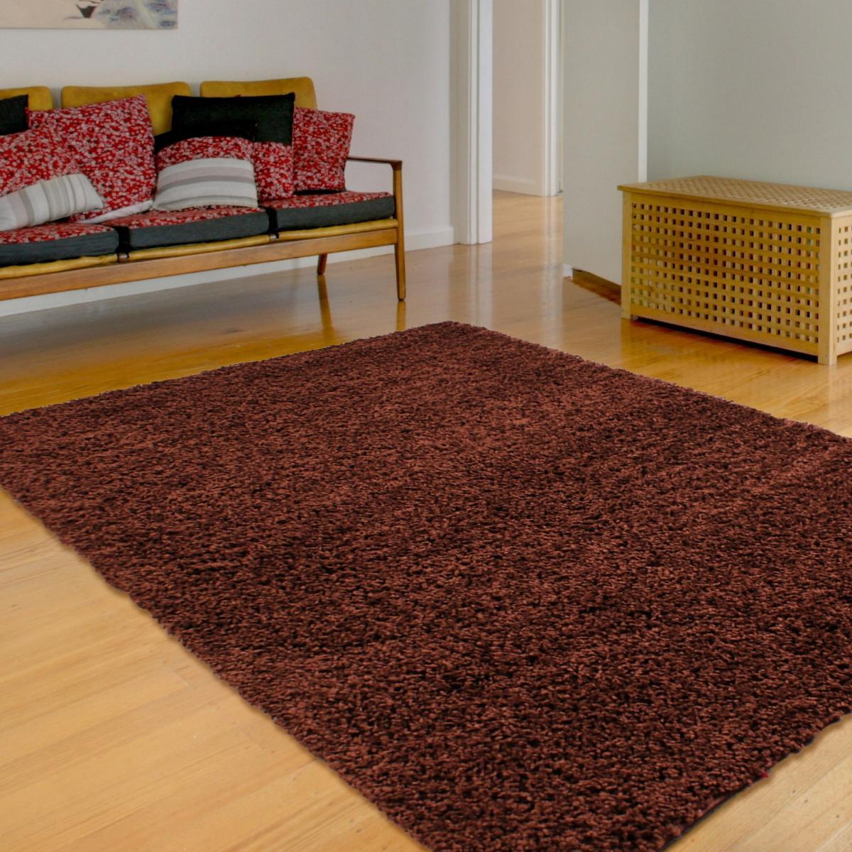 Retro Shaggy Plain Rugs in Chocolate&nbsp;150x210cm – image 5