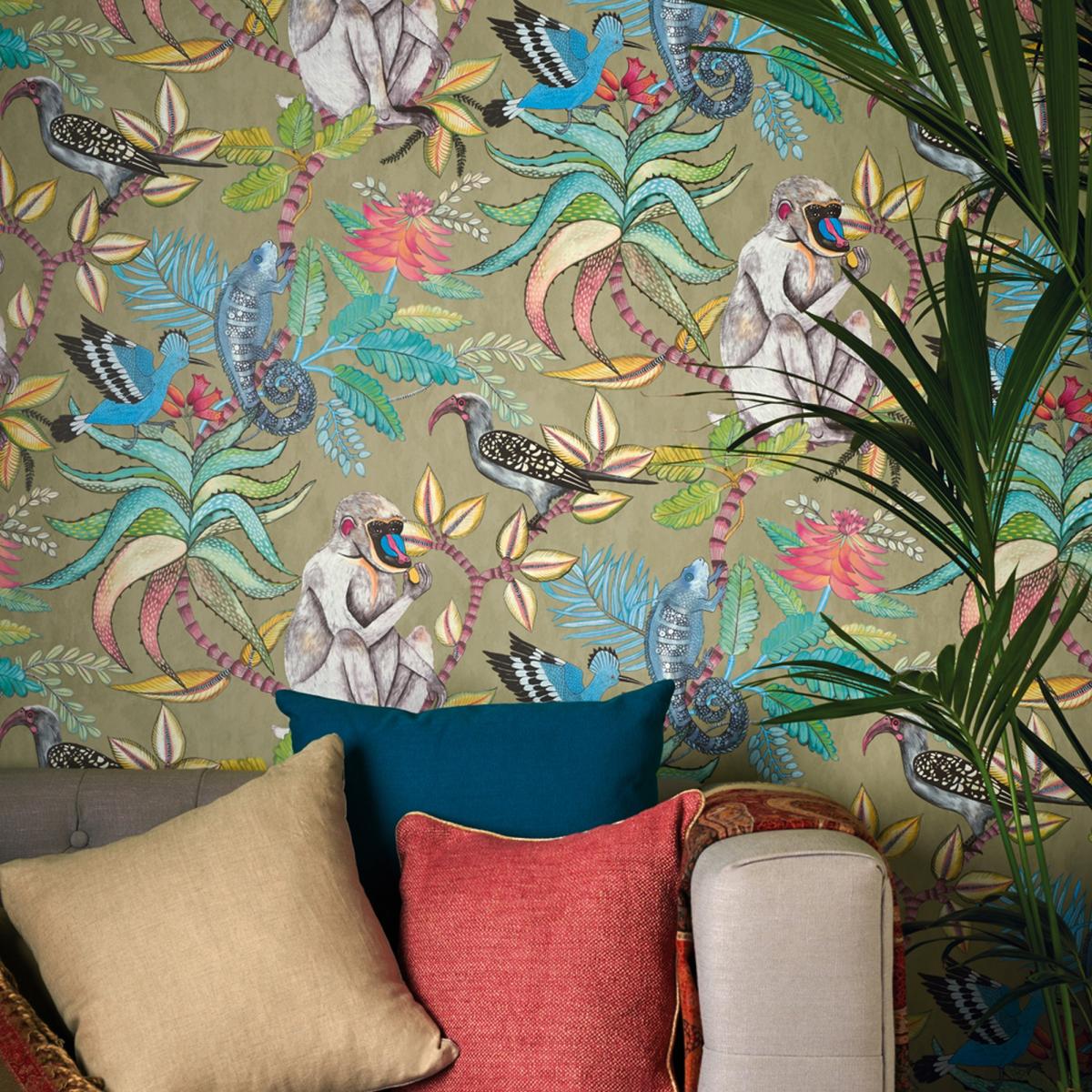 Savuti Wallpaper 1005 by Cole & Son in Old Olive GreenRoll