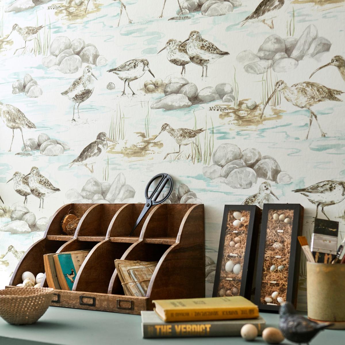 Estuary Birds Wallpaper 216494 by Sanderson in Mist Ivory White Roll – image 2